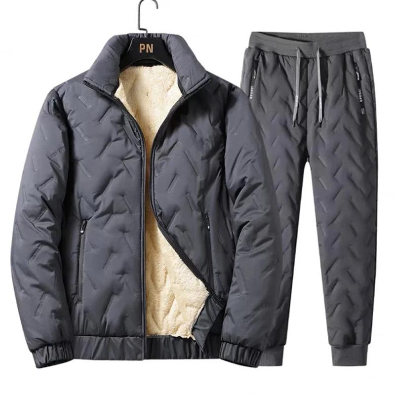 Costume chaud d'hiver pour hommes, ensemble deux pièces, automne et hiver, pantalon épais décontract