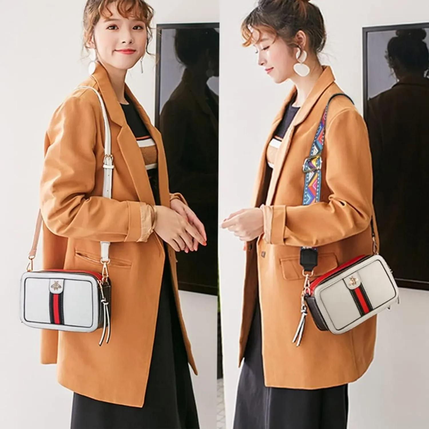 Sac à bandoulière de luxe pour femme en cuir PU, petit sac à main abeille, pochette appareil photo