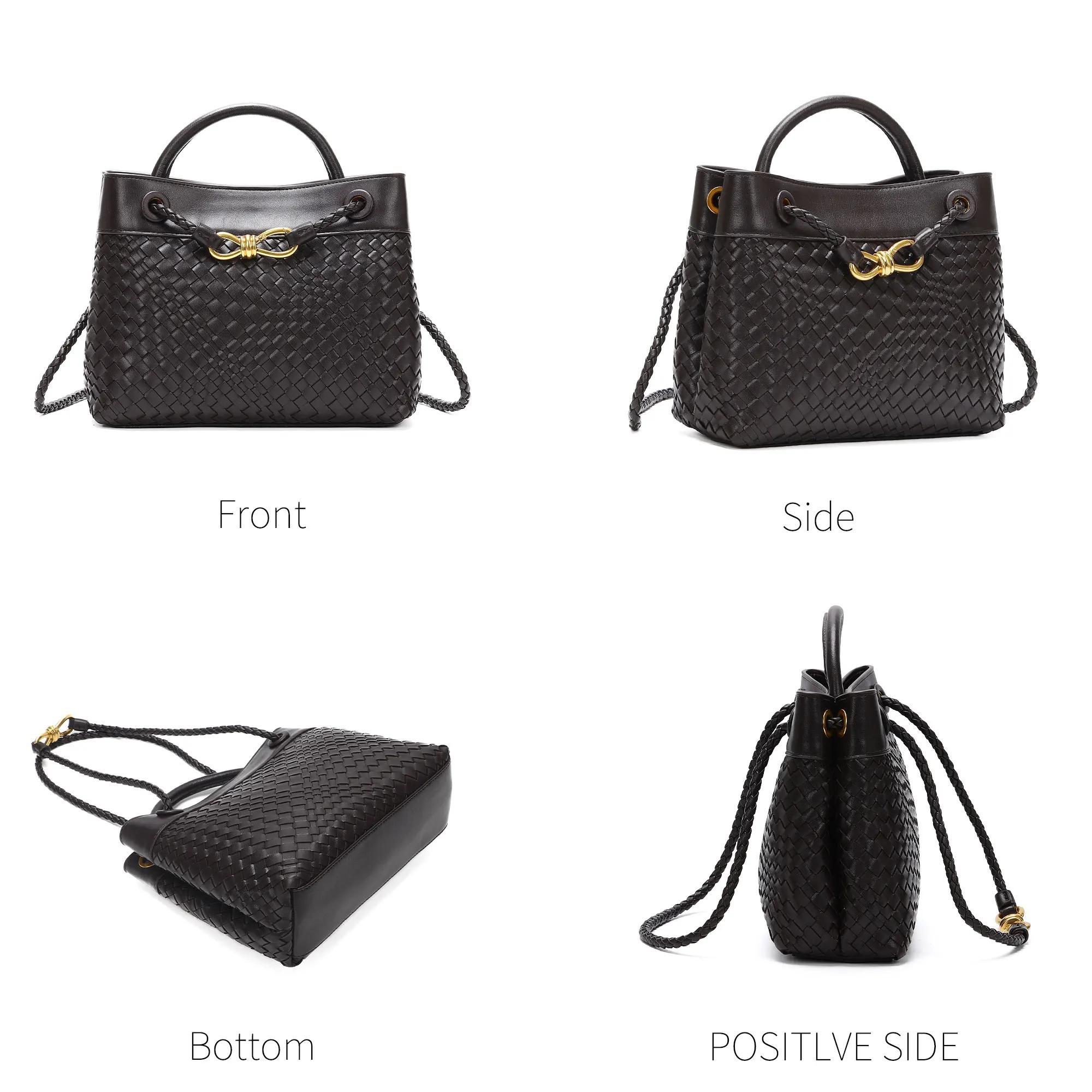 Sac fourre-tout tissé pour femmes, sac à main à bandoulière en cuir végétalien, sacs à main à poigné