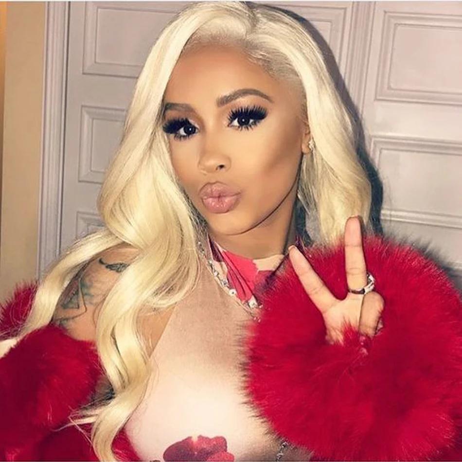 13x6 HD Transparent 613 Blonde dentelle frontale perruques de cheveux humains péruvien vague de corp