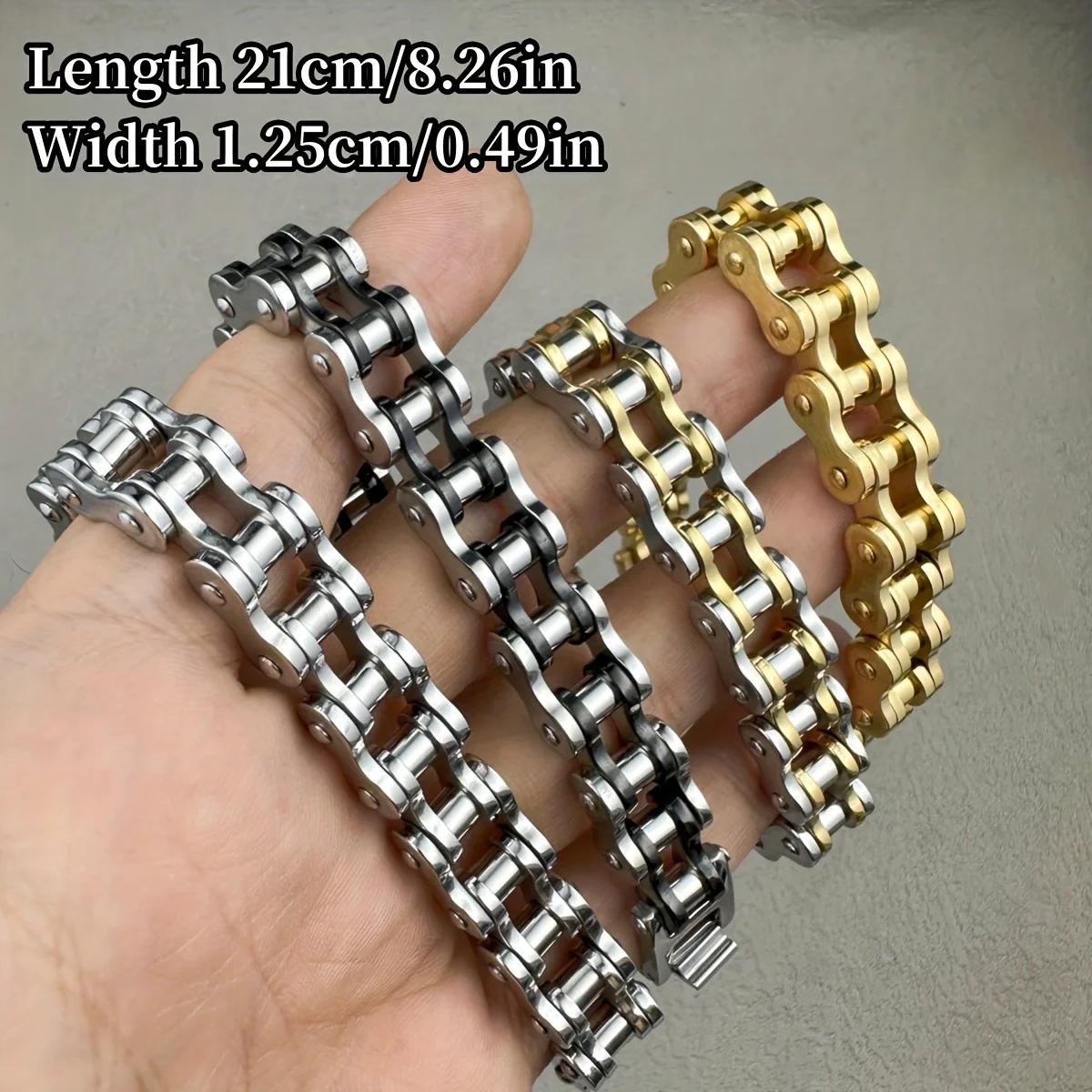 1 pièces Punk Rock acier inoxydable motard hommes Bracelet lien chaîne moto vélo vélo chaîne Bracele