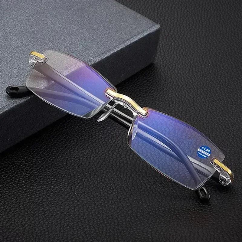 Lunettes de lecture sans bords pour hommes, classiques, Anti-lumière bleue, Vintage, presbytie, unis