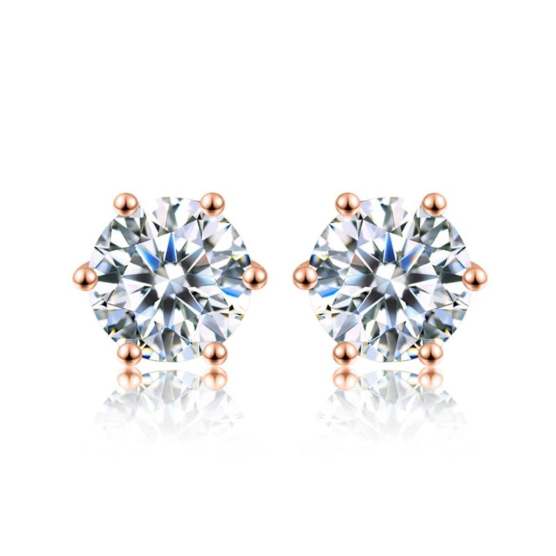 DW 0.1ct-2ct D couleur certifié Moissanite boucles d'oreilles laboratoire créé diamant 925 en argent