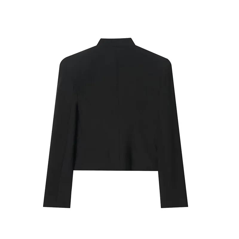 TFAFXY 2026 Printemps Veste Courte Décontractée pour Femme à Manches Fines et Patchwork, Style Urbai