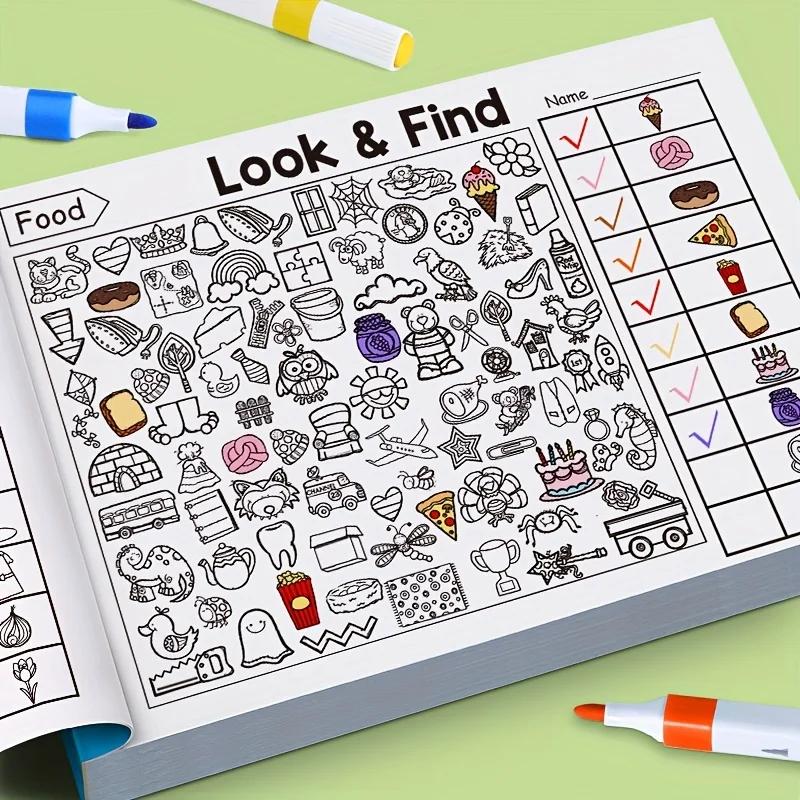 Livre de coloriage d'objets cachés pour enfants, contient plus de 100 activités de recherche et de c