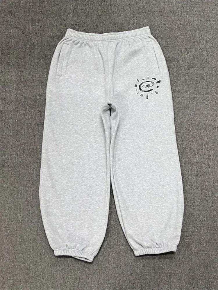 HOUZHOU Vintage graphique polaire pantalons de survêtement femmes décontracté classique gris noir ja