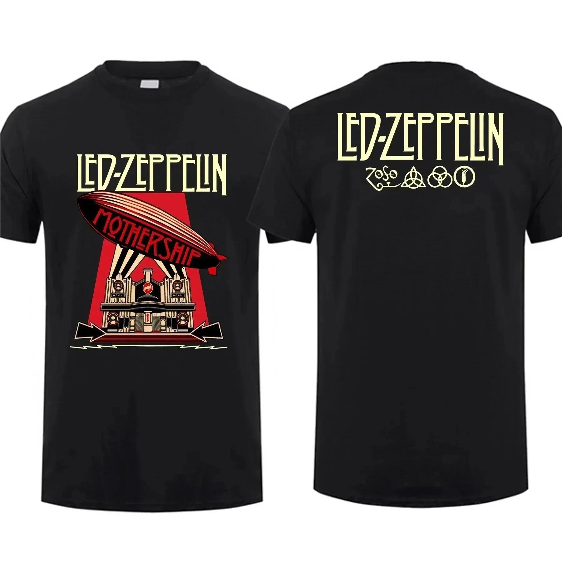 Hip Pop Harajuku T-shirt Vintage groupe de Rock Led Tour mère Zeppelin T-shirt Double face décontrac