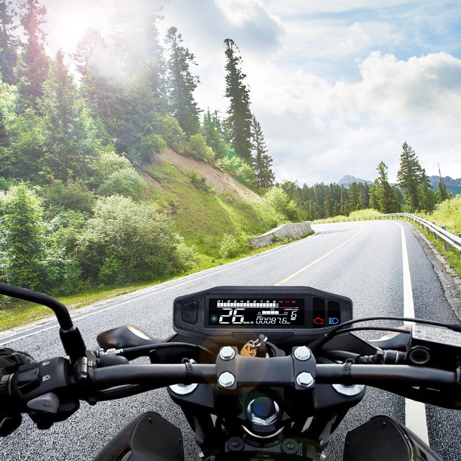 Compteur de vitesse GPS universel pour moto, tableau de bord numérique, tachymètre avec clignotant, 