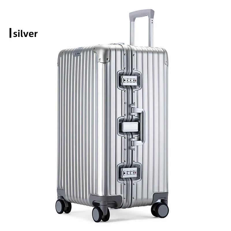 Valise de voyage en alliage aluminium-magnésium, bagage à roulettes, bagage cabine