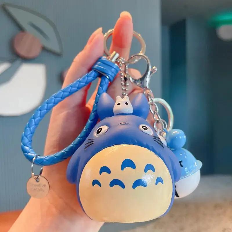Totoro porte-clés dessin animé chat mignon Totoro poupée Figure bracelet en cuir porte-clés sac voit