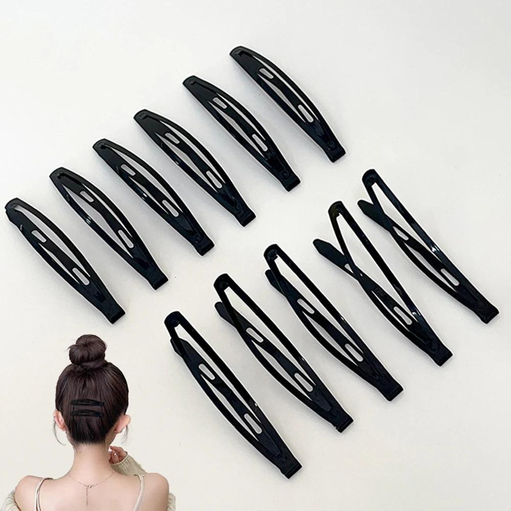 12 pinces à cheveux en métal noir de grande taille, 2,36 pouces de long, pinces à cheveux antidérapa