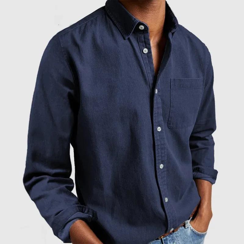 Chemise Slim Décontractée à Manches sulfet Col Rabattu pour Homme, Vêtement Classique et Boutonné, C