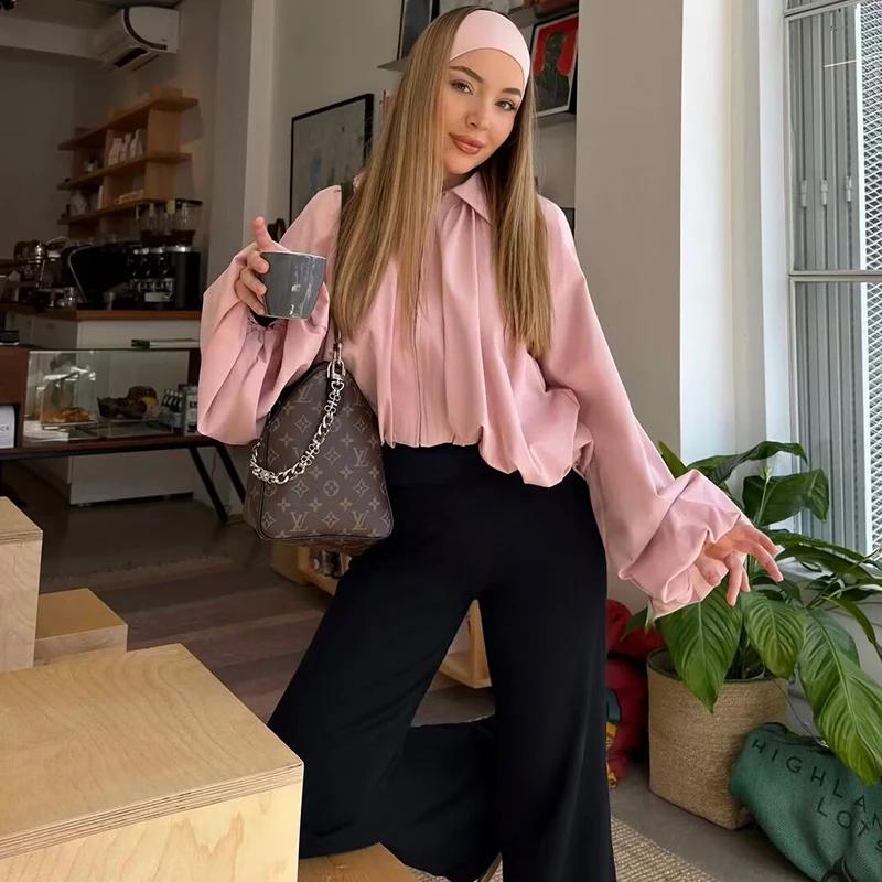 Nouvelles vestes pour femmes Printemps 2026 – Blouse élégante rose ample et chaude pour le printemps
