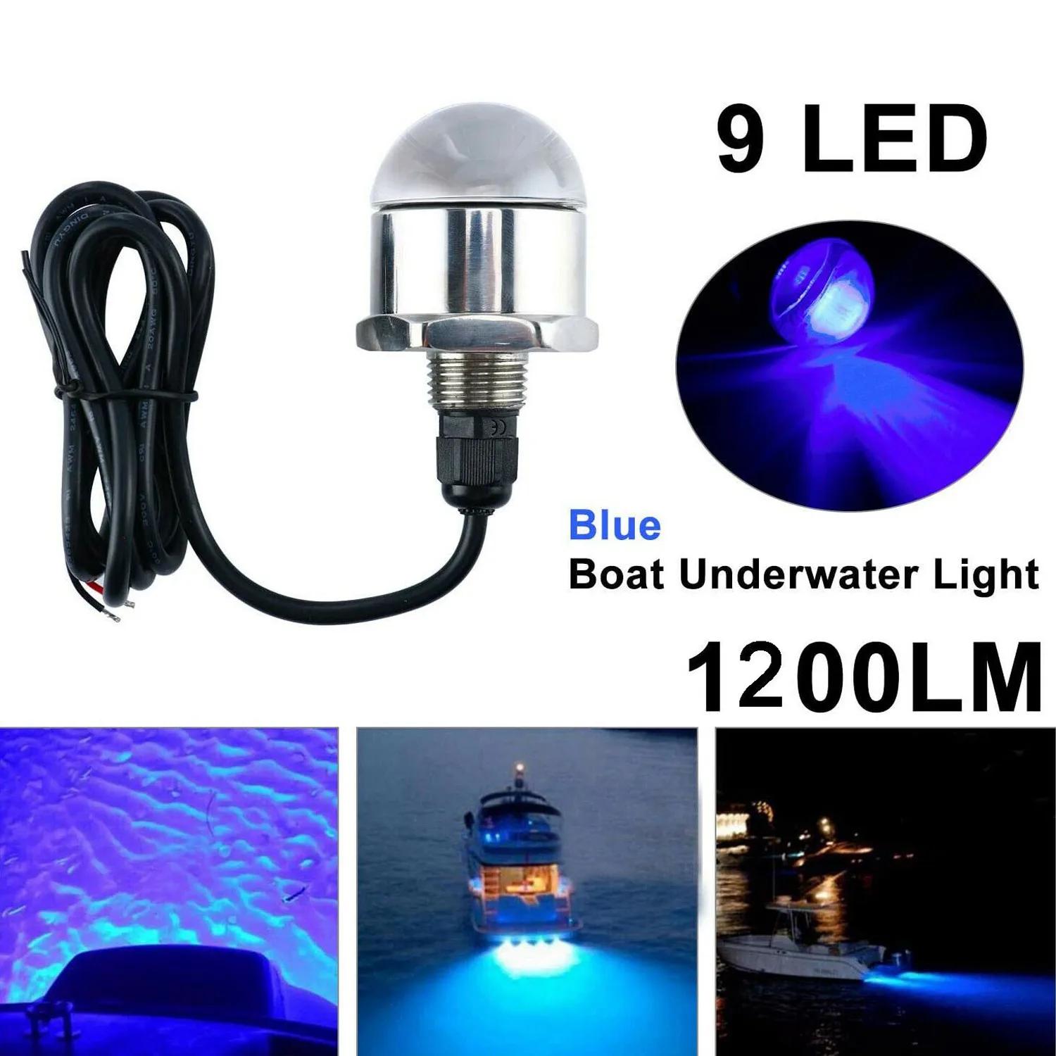 9 LED de vidange 12V 1/2 pouces, en acier inoxydable M12 x 1.25, lumière sous-Marine pour bateau, bl