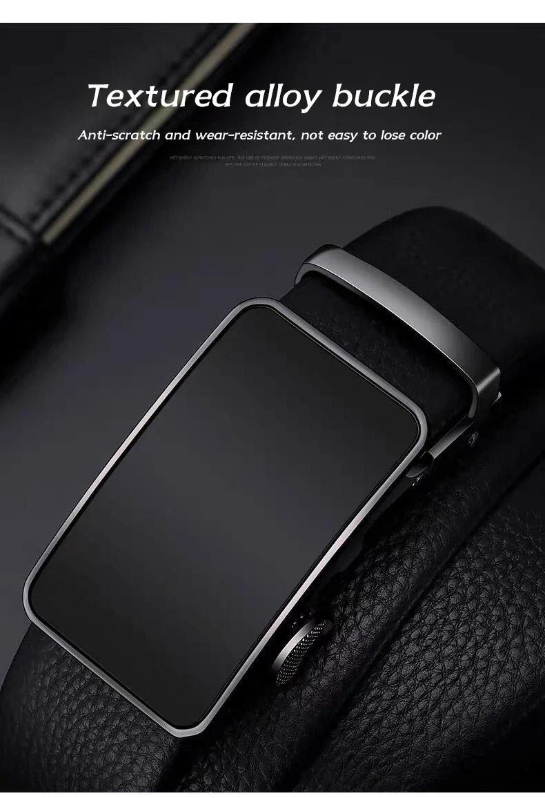 Ceinture en cuir de vache, ceinture en cuir pour hommes, boucle automatique, couche supérieure pour 