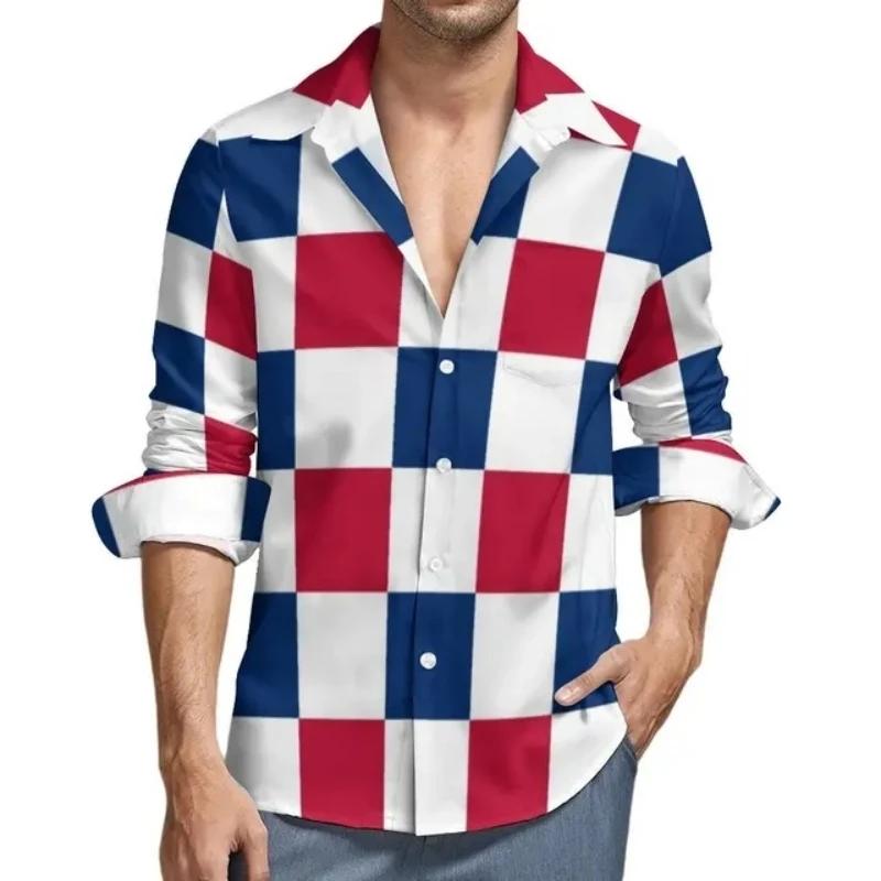 Chemise à manches longues rayée Star Feel pour hommes, imprimé en 3D, États-Unis, mode décontractée,