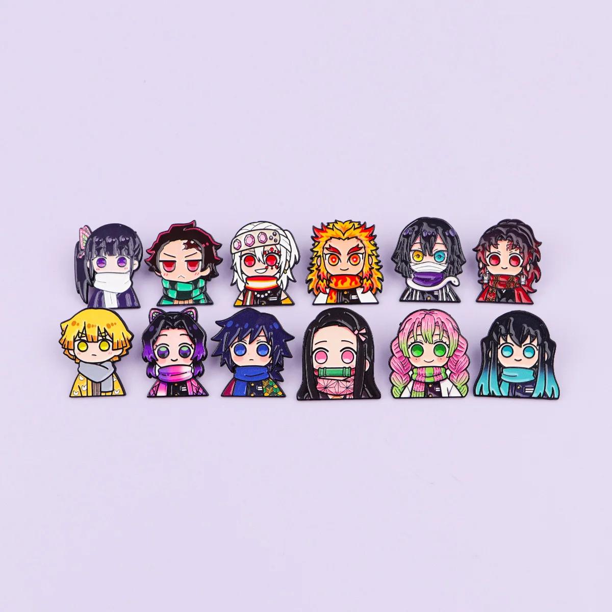 Lot de 12 épingles en émail Anime pour garçons et filles, broches de dessin animé pour manteaux, bad