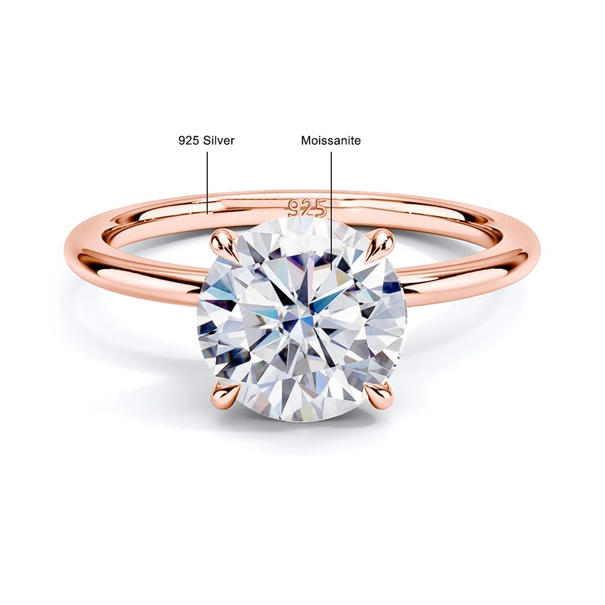 Szjinao – bague en Moissanite couleur D, 1ct, 2ct, 3ct, 5ct, en or Rose pour femmes, bijoux de fianç