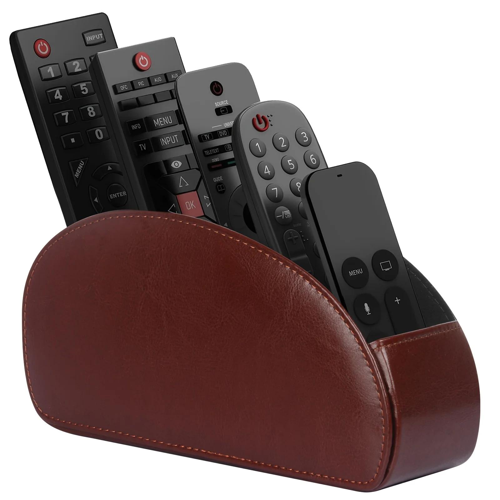 Support de télécommande en cuir PU, 5 compartiments, organisateur multi-appareils pour TV/DVD/Blu-Ra