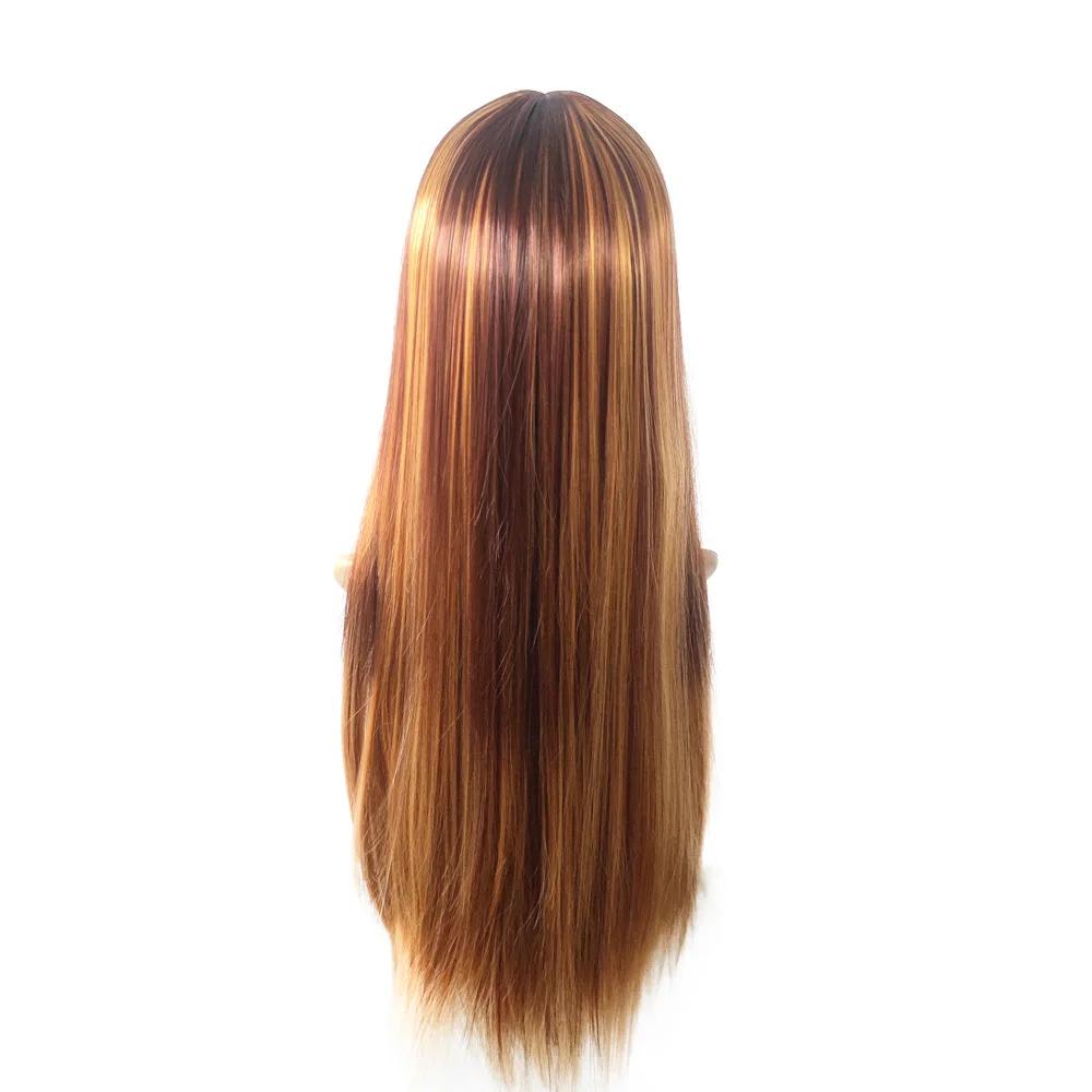 Perruque de nouveau style pour femmes, perruque de piano brune et dorée, cheveux longs et lisses ave