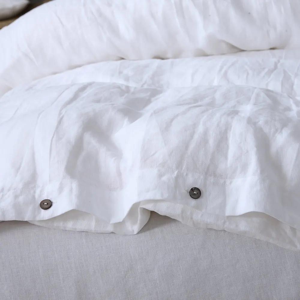 Housse de couette 100% lin français naturel, douce et confortable, Queen, Textile de maison Durable 