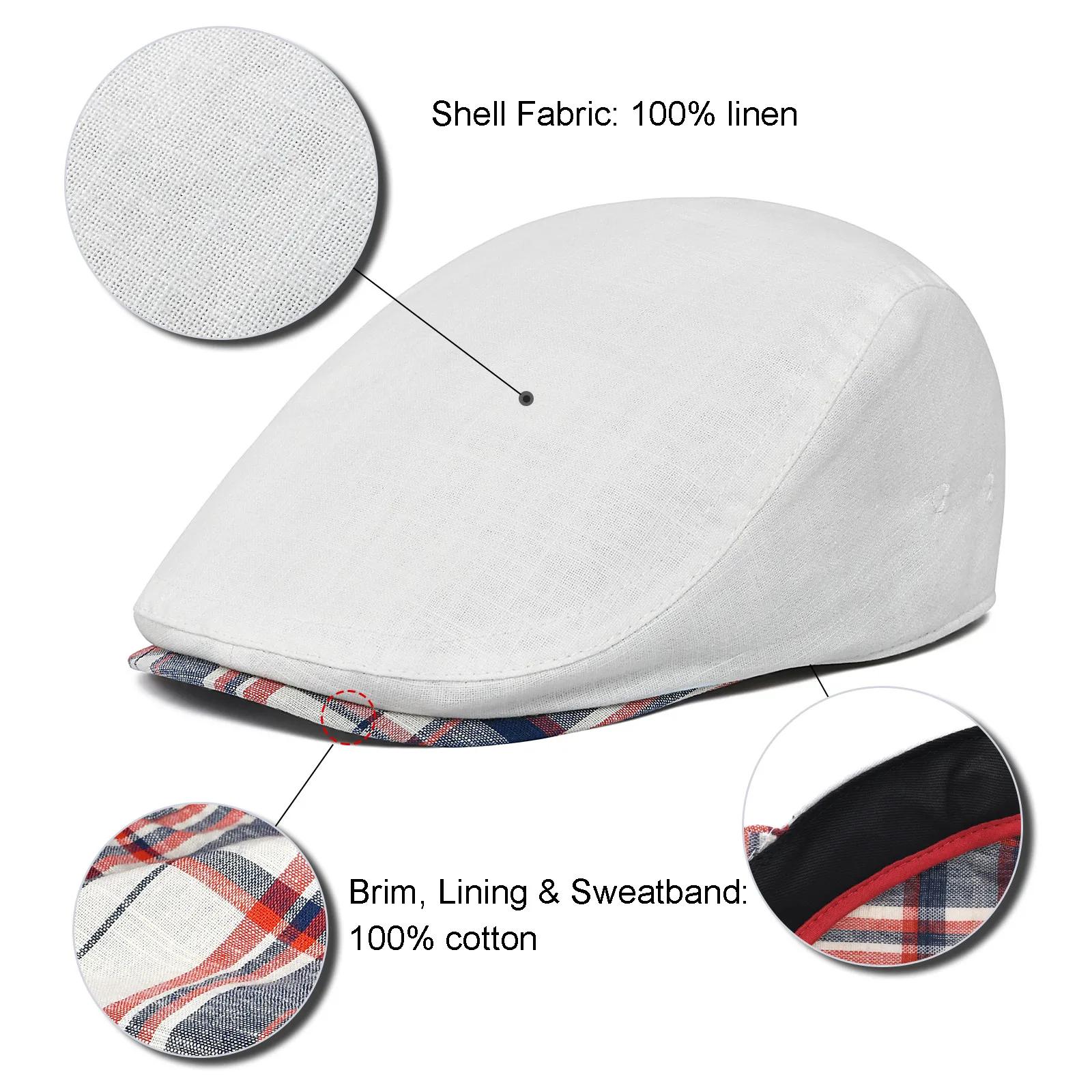 Casquette plate en lin 100 % pour homme JGNGOUL, style Gatsby, pour l'été, conduite, décontractée, f