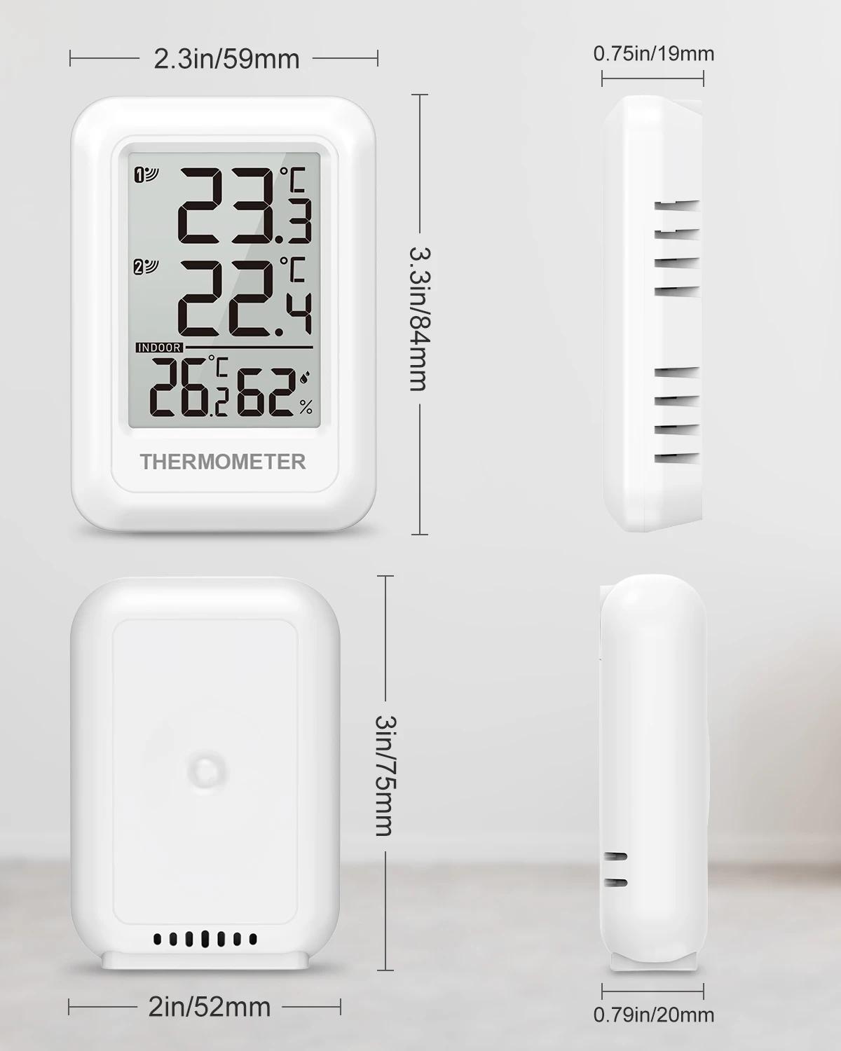 ORIA Thermomètre extérieur Hygromètre intérieur sans fil Thermomètre d'ambiance numérique avec 2 cap