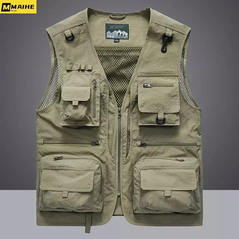 Gilet cargo en maille pour homme, 14 poches, nouvelle collection été