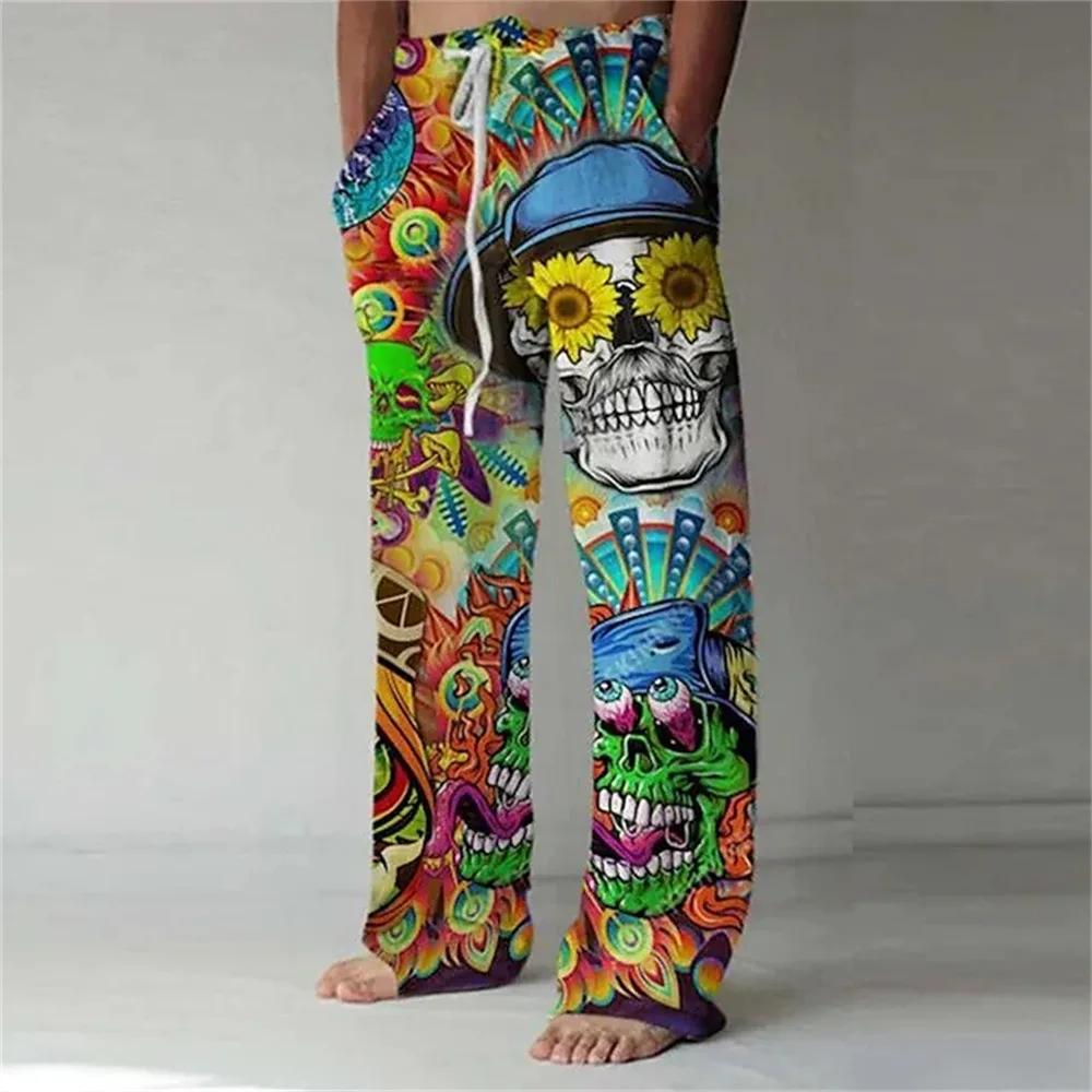 Pantalon large pour homme imprimé en 3D style hip-hop, pantalon pour homme imprimé tendance, confort