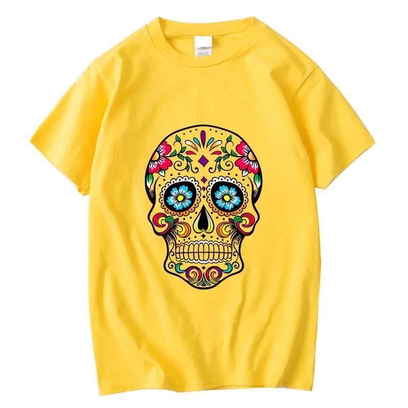 T-shirt homme haute qualité 100% coton Style de rue ample Cool crâne imprimé été hommes T-shirt déco