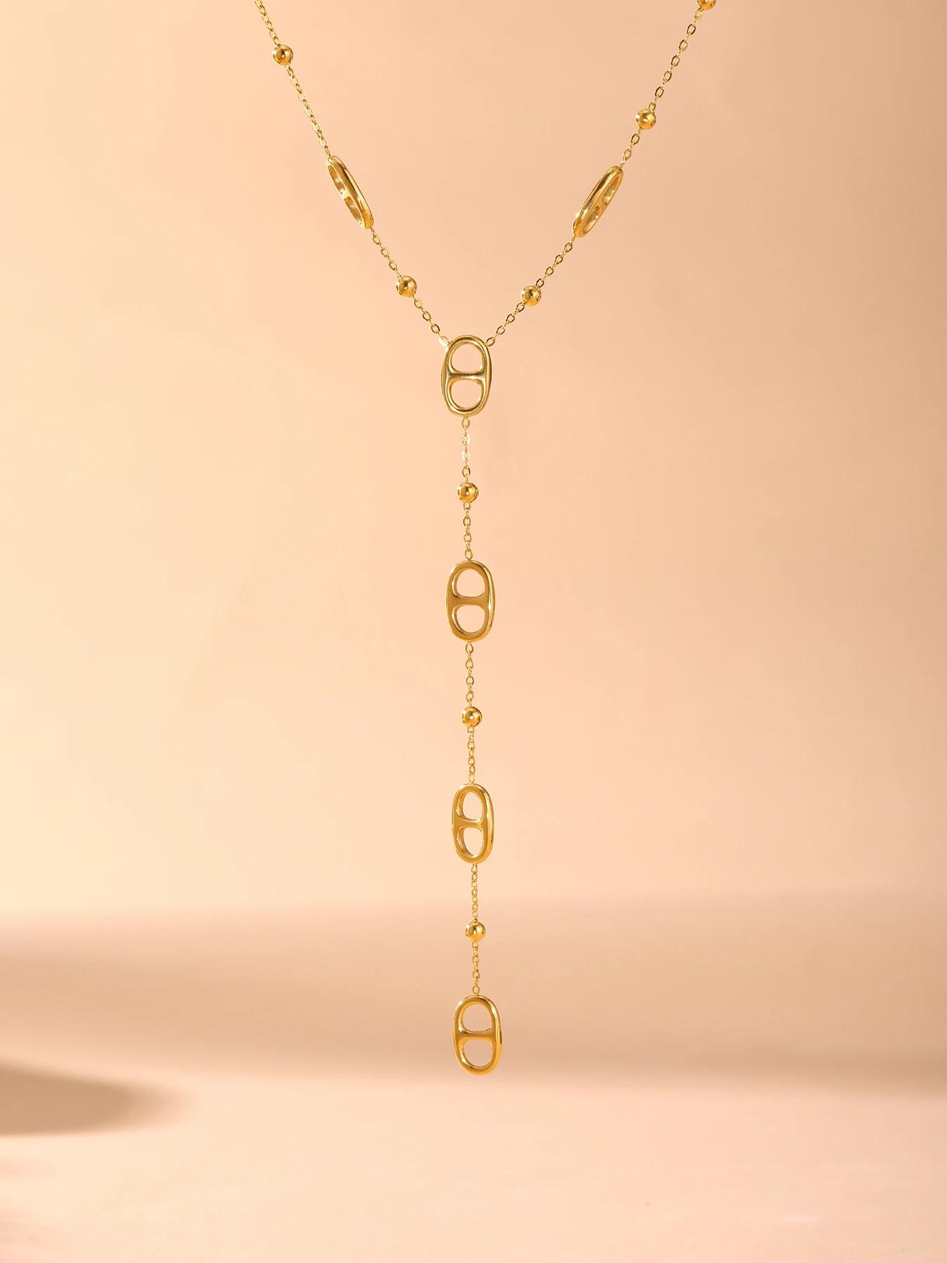 Nivora mode longue chaîne en acier inoxydable colliers pour femmes PVD véritable plaqué or métal fem
