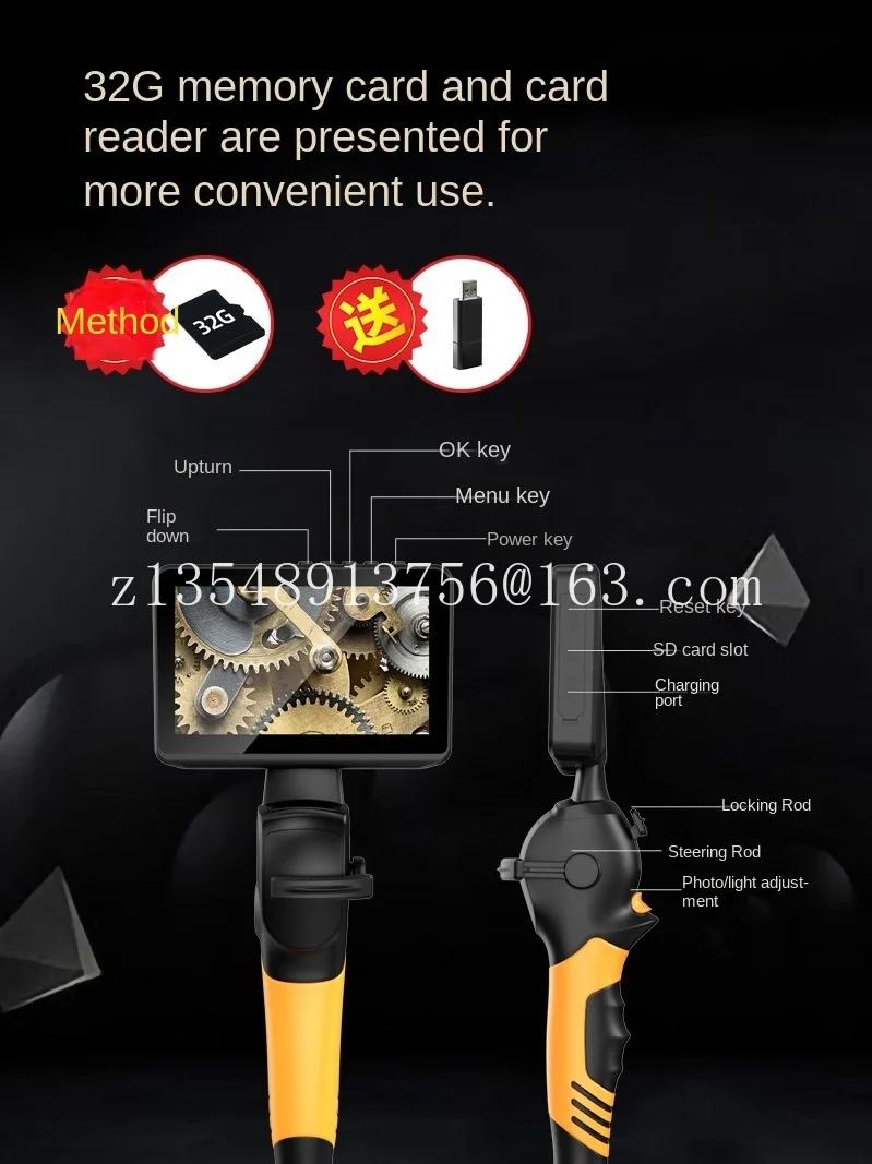 Endoscope Industriel à Charnière pour Touristes, Écran CS60 de 4.5 Pouces, 720P, 8LED, Multifonction