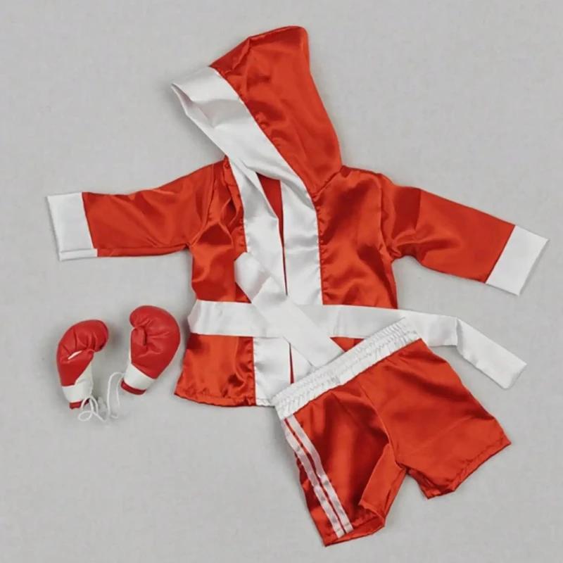 Accessoires de photographie pour nouveau-nés, ensemble de tenue de boxe pour bébé garçon, Robe, gant