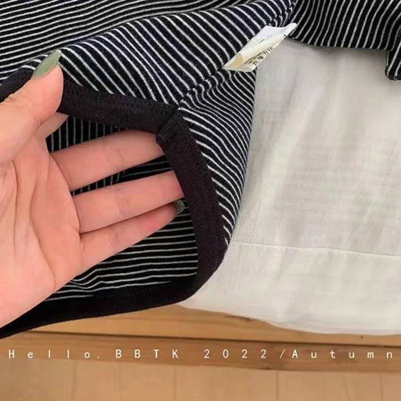 T-shirt rayé coréen à manches longues pour enfants, haut simple pour bébé, chemise chaude pour garço