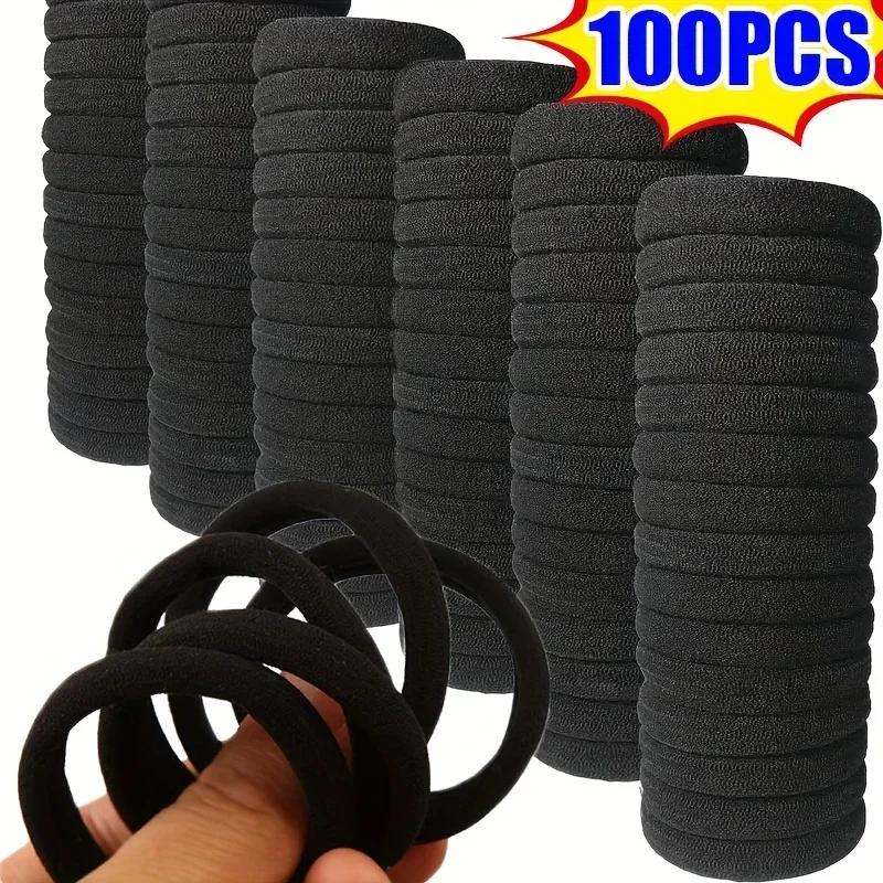 Bandes de cheveux à haute élasticité pour filles, bandeau noir, attaches en caoutchouc, support queu