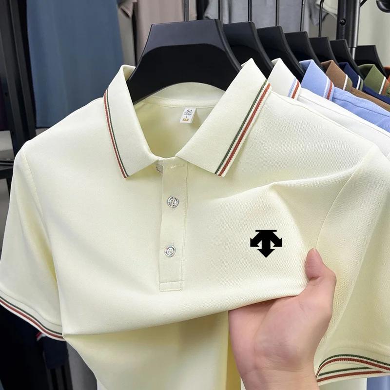 Polo d'été pour homme, couleur unie, respirant, de luxe, décontracté, col classique, t-shirt à manch