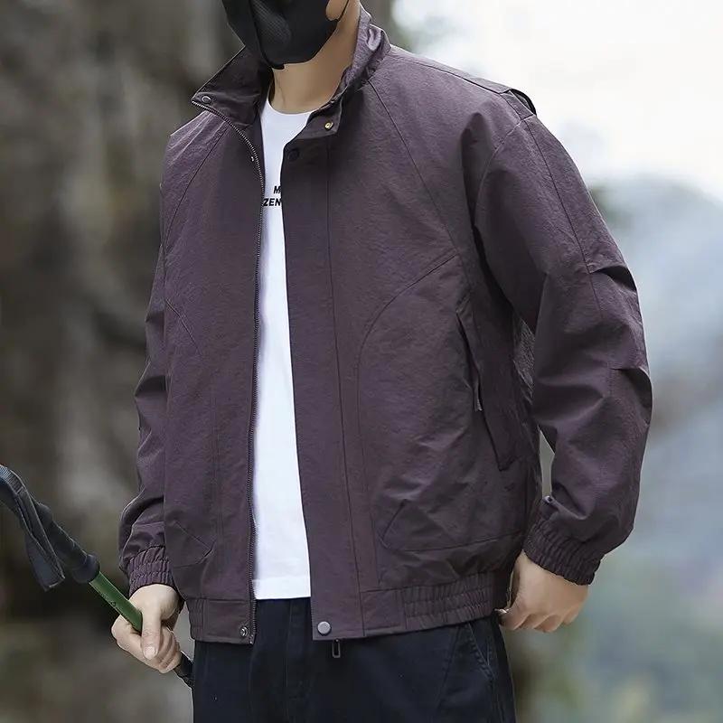 Veste de travail printemps 2026 pour homme, col montant, manteau d'extérieur, veste cargo haut de ga