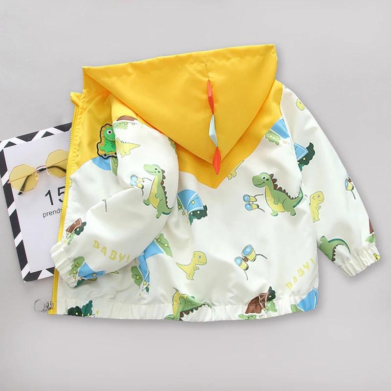 Veste à capuche dinosaure dessin animé pour bébés garçons, vêtements pour tout-petits, coupe-vent dé
