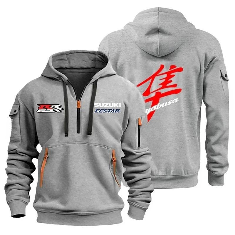Suzuki Sweat-shirt multi-poches pour moto, sports de plein air de rue décontractés pour hommes, swea