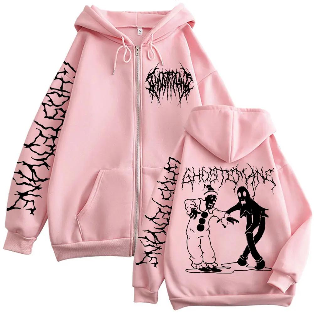Sweat à capuche imprimé Ghostemane avec fermeture éclair, métal Rock Pop Music, sweat-shirt à capuch