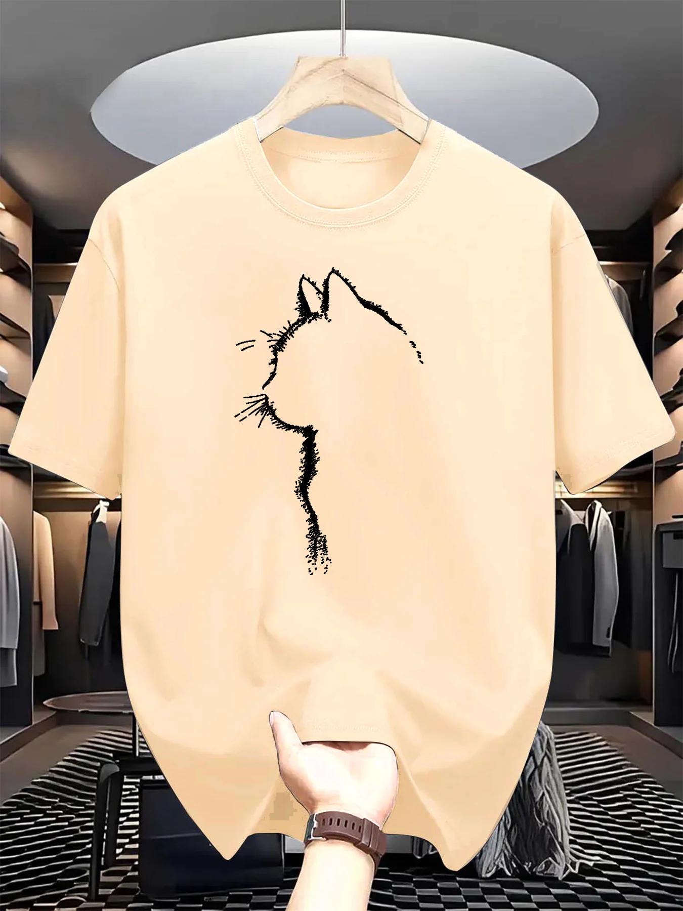 T-shirt à manches courtes et col rond pour hommes, 100% pur coton, sport décontracté, ample, motif d