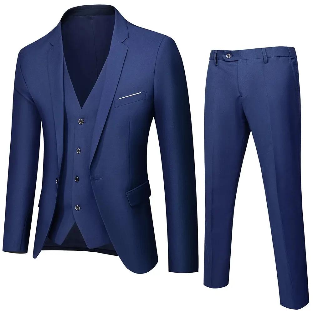 Costume pour homme de style coréen, deux pièces, coupe ajustée, formel, pour mariage, tenue de témoi