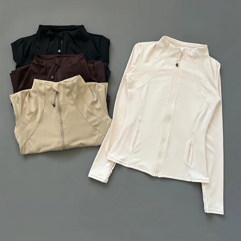 Veste de Fitness à col montant pour femmes, séchage rapide, coupe ajustée, fermeture éclair, vêtemen
