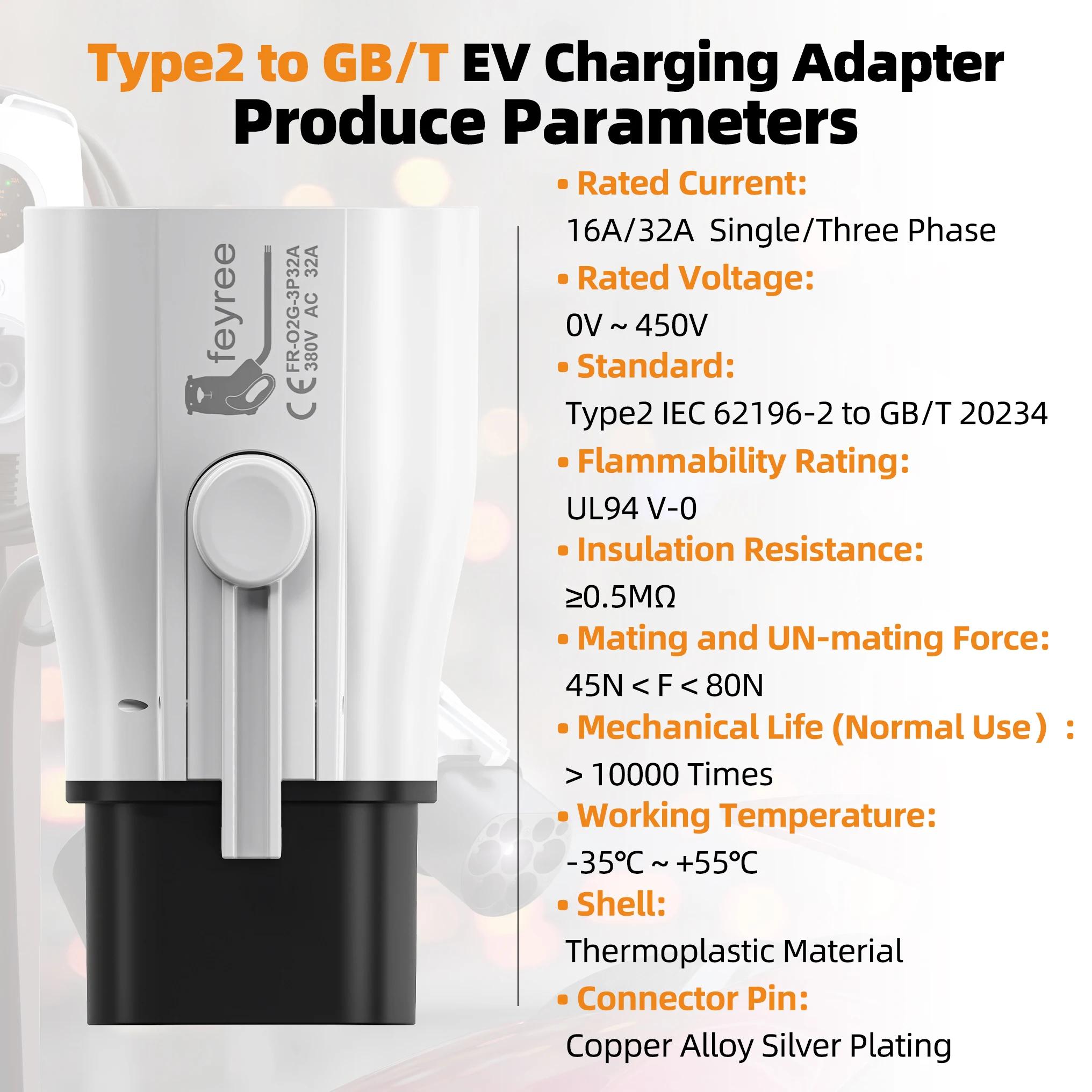 Adaptateur de chargeur Fey123 EV Type 2 IEC 62196-2 vers GB/T, connecteur EV de charge de véhicule é