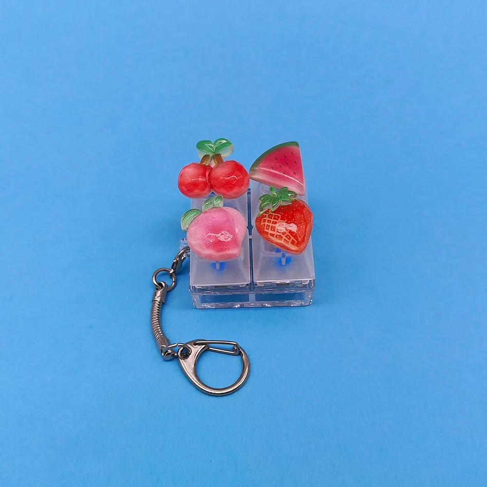 Keycap-Porte-clés avec pendentif fruits pour téléphone portable, porte-clés Kawaii, jouet Pop Fidget