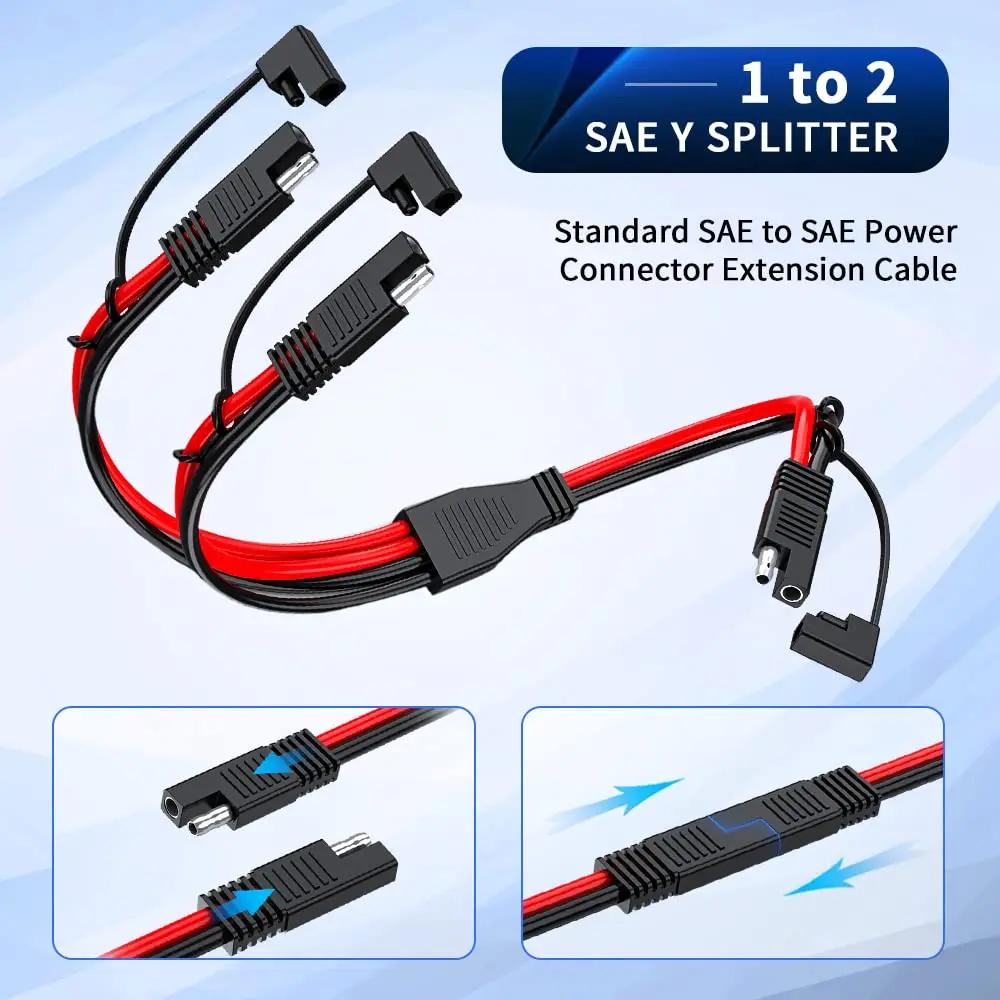 Anchtek 10AWG 1 à 2 câble d'extension SAE à SAE câble adaptateur d'alimentation automobile SAE DC pr