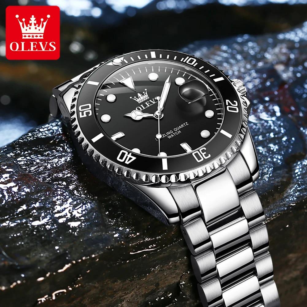 OLEVS 5885 homme montre marque originale étanche montre à Quartz bracelet en acier inoxydable automa
