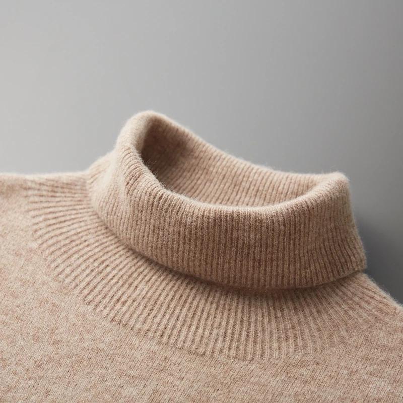 Pull une pièce à revers haut pour homme, 100% laine Pure, prêt à porter, automne et hiver, tricoté d