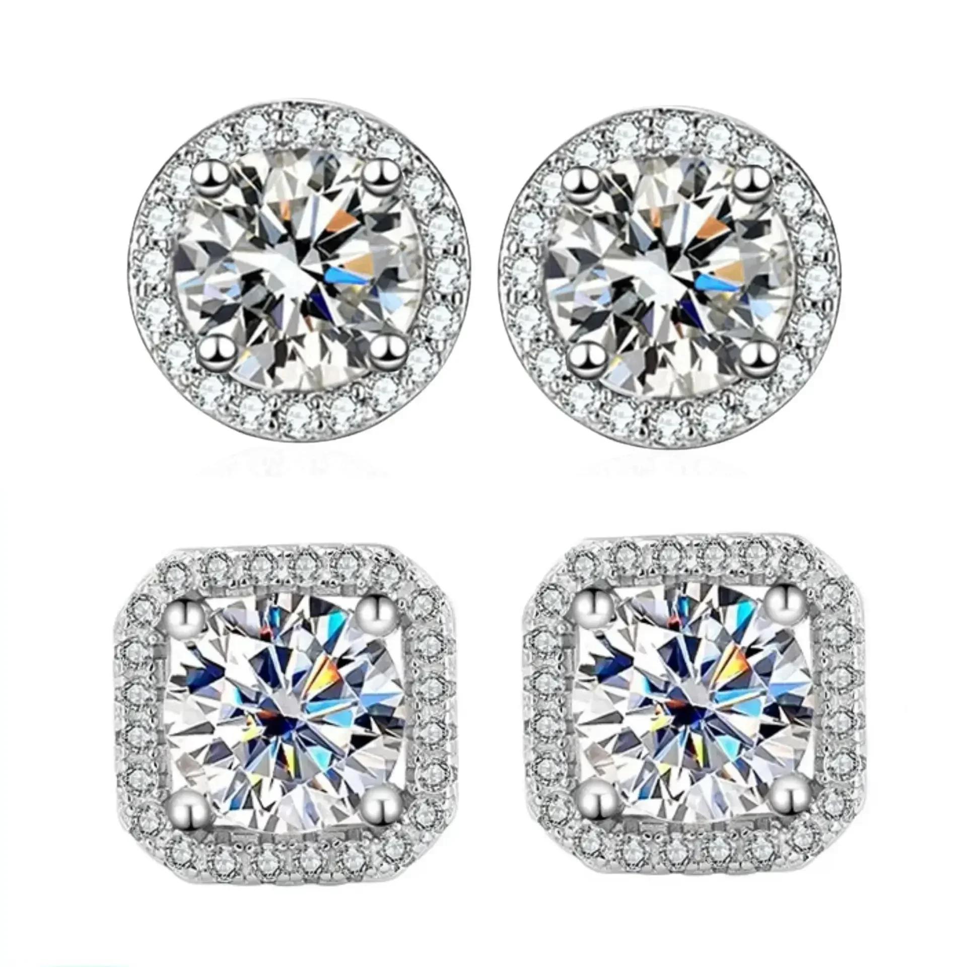 DISINIYA – boucles d'oreilles couleur Mosonite, sac carré, bijoux de mariage, fête simple et à la mo