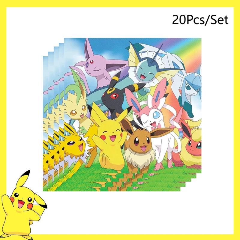 Décoration de fête d'anniversaire Pokemon Pikachu, vaisselle jetable, tasse, serviette, assiette, na